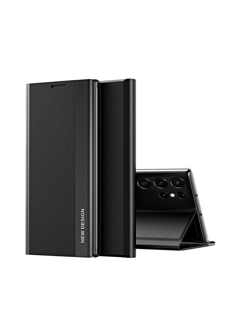 فوكس حافظة متوافقة مع هاتف Galaxy S20 Ultra Cover، حافظة قلابة رفيعة للغاية، مضادة للخدش، امتصاص النانو، وظيفة الوقوف - حافظة لهاتف Samsung S20 Ultra (أسود) - Image 1