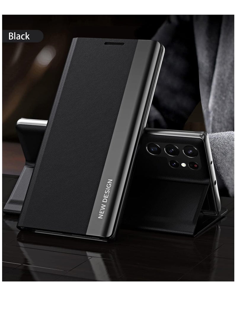 فوكس حافظة متوافقة مع هاتف Galaxy S20 Ultra Cover، حافظة قلابة رفيعة للغاية، مضادة للخدش، امتصاص النانو، وظيفة الوقوف - حافظة لهاتف Samsung S20 Ultra (أسود) - Image 2