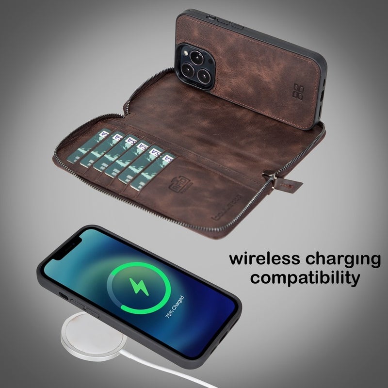 BOULETTA Apple iPhone 13 Pro Compatible Leather Zip Case Tn3  - Image 3