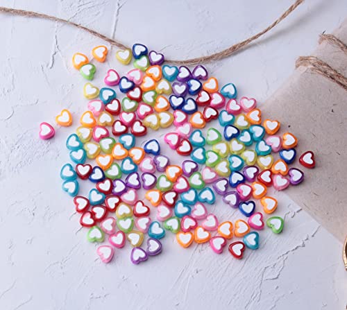 Ruwado 150 Pcs Heart Shape Beads with 2 Holes Acrylic Colorful Love Mixed Flat Loose Pony Beads for DIY Jewelry Making Bracelet Necklace Crafting Key Chain Ring Earring (Heart) - Image 2