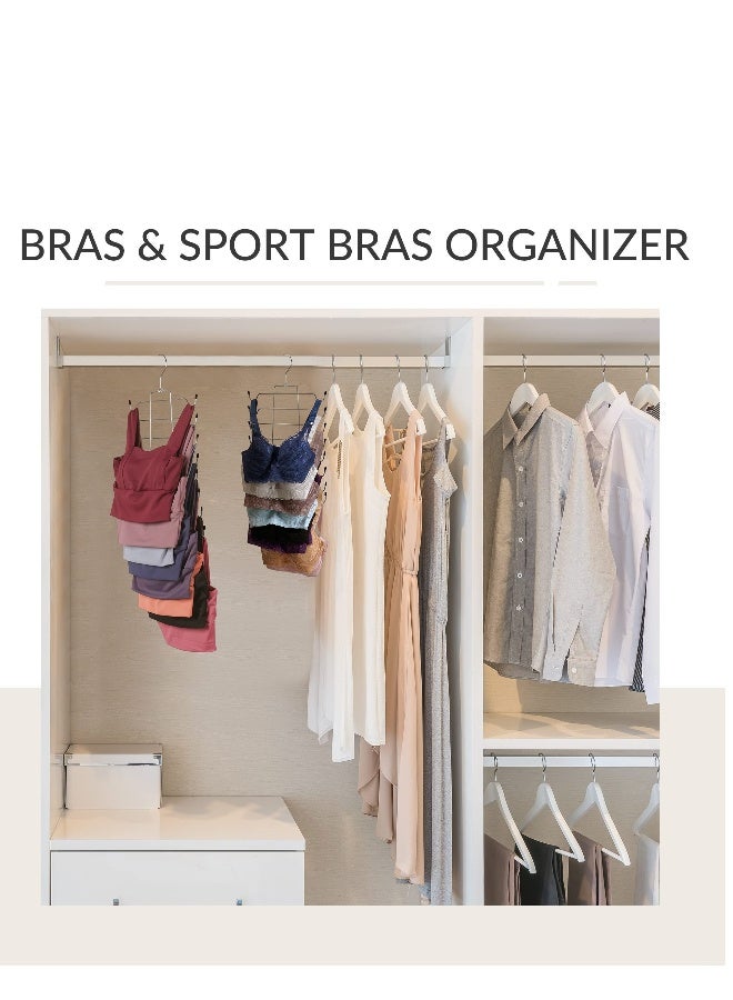 Tank Top Hanger, 2Pcs Space Saving Bra Hangers, Non-Slip Hanging Sport Bras Holder, Closet Organizers and Storage for Camisoles Tank Tops Bras Ties Swimsuits Strappy Dress (Silver) - Image 3