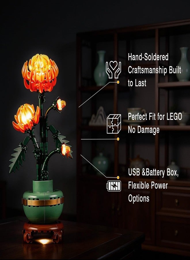 Vaodest مصباح ليد Vaodest لـ Lego 10368 Icons Chrysanthemum Flower Décor Building Blocks، تصميم وتكوين متوافق مع الموديل 10368 (مصباح ليد فقط، وليس مجموعة مكعبات البناء). - Image 5