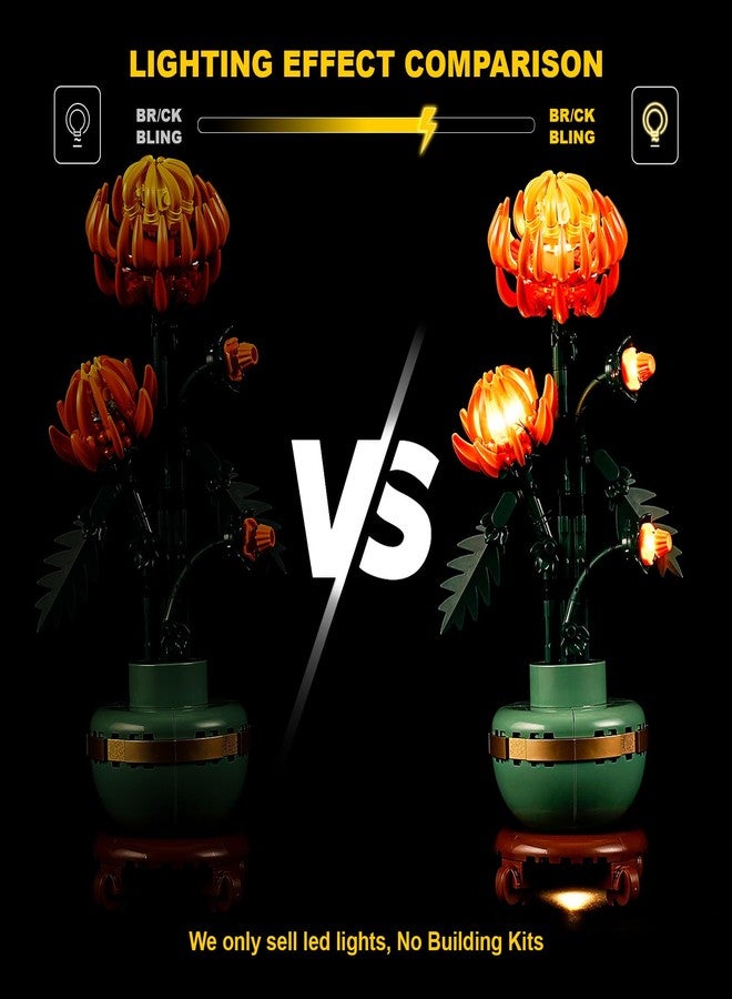 Vaodest مصباح ليد Vaodest لـ Lego 10368 Icons Chrysanthemum Flower Décor Building Blocks، تصميم وتكوين متوافق مع الموديل 10368 (مصباح ليد فقط، وليس مجموعة مكعبات البناء). - Image 4