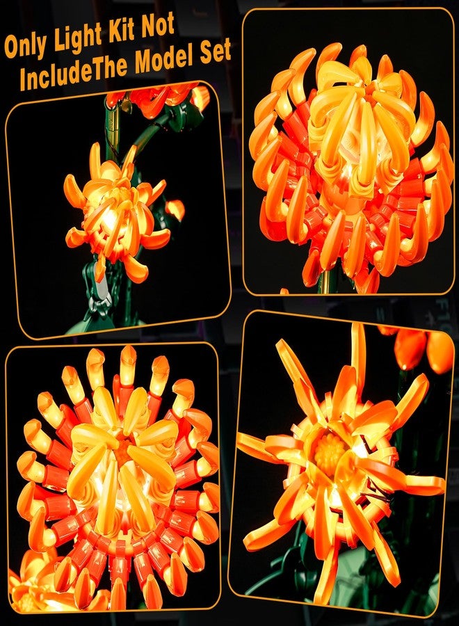 Vaodest مصباح ليد Vaodest لـ Lego 10368 Icons Chrysanthemum Flower Décor Building Blocks، تصميم وتكوين متوافق مع الموديل 10368 (مصباح ليد فقط، وليس مجموعة مكعبات البناء). - Image 2