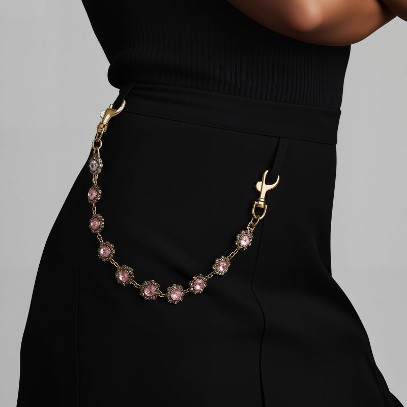 Weixiltc Bag Charm Chains, Cute Purse Extender Chain, Punk Charm Pants Link Chain for Women Girls (Diamond-Gold) - Image 4