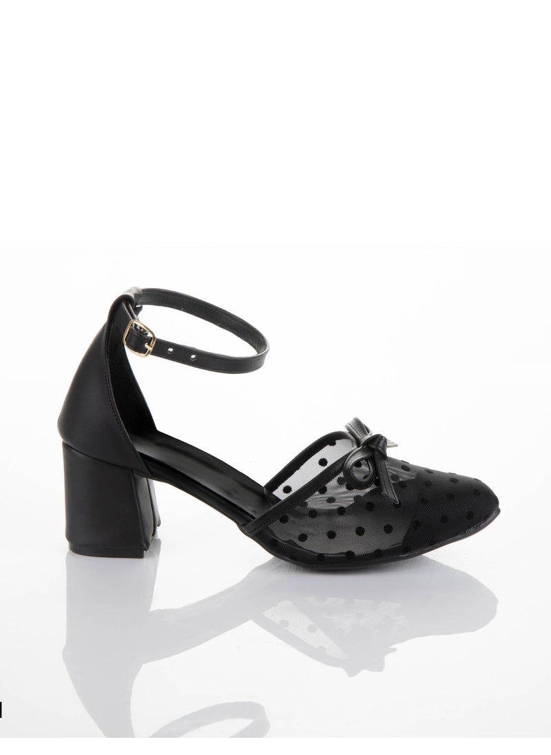 LIFESTYLISH SN-401 Dotted Leather Heel Shoes - Black  - Image 3