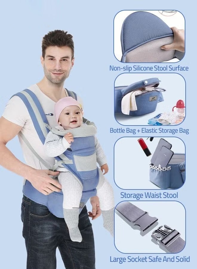 Ergonomic Infant Carriers with Hip Seat Waist Stool and Storage Box for Breastfeeding, Newborn to Toddler 1-48 Months Front and Back Baby Holder Carrier for Men Dad Mom - Image 3