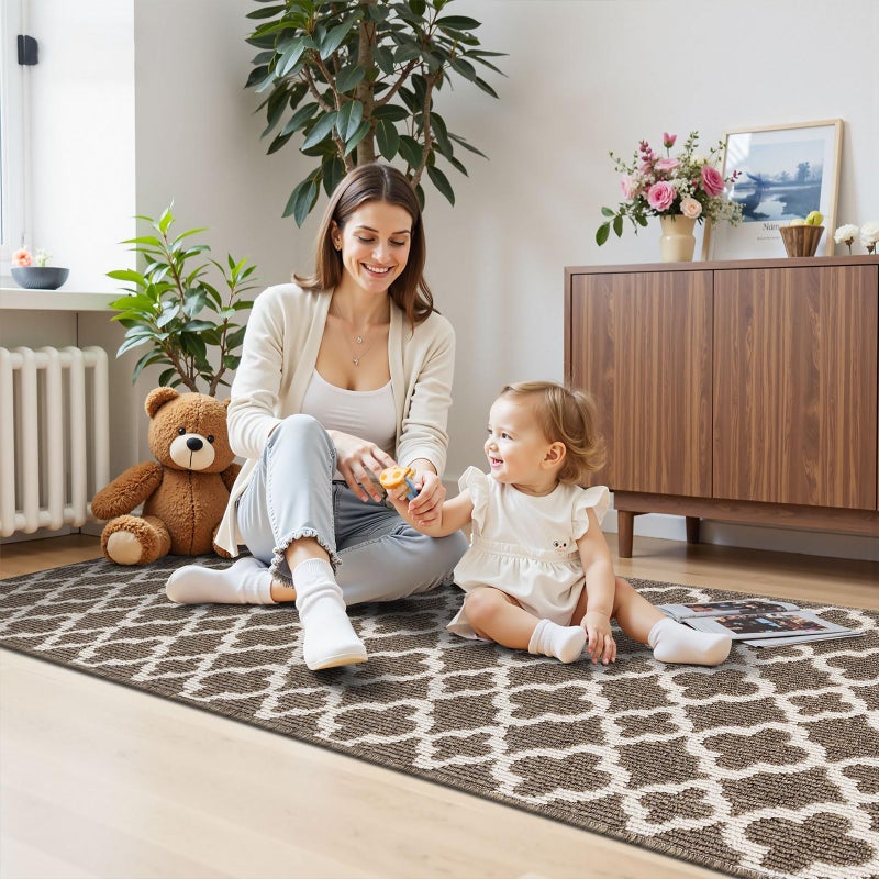 U'Artlines Runner Rug for Hallway 2Ã—6feet Non Slip Kitchen Floor Carpet Runners Brown Geometric Pattern Machine Washable Area Rug for Entryway Bathroom - Image 5
