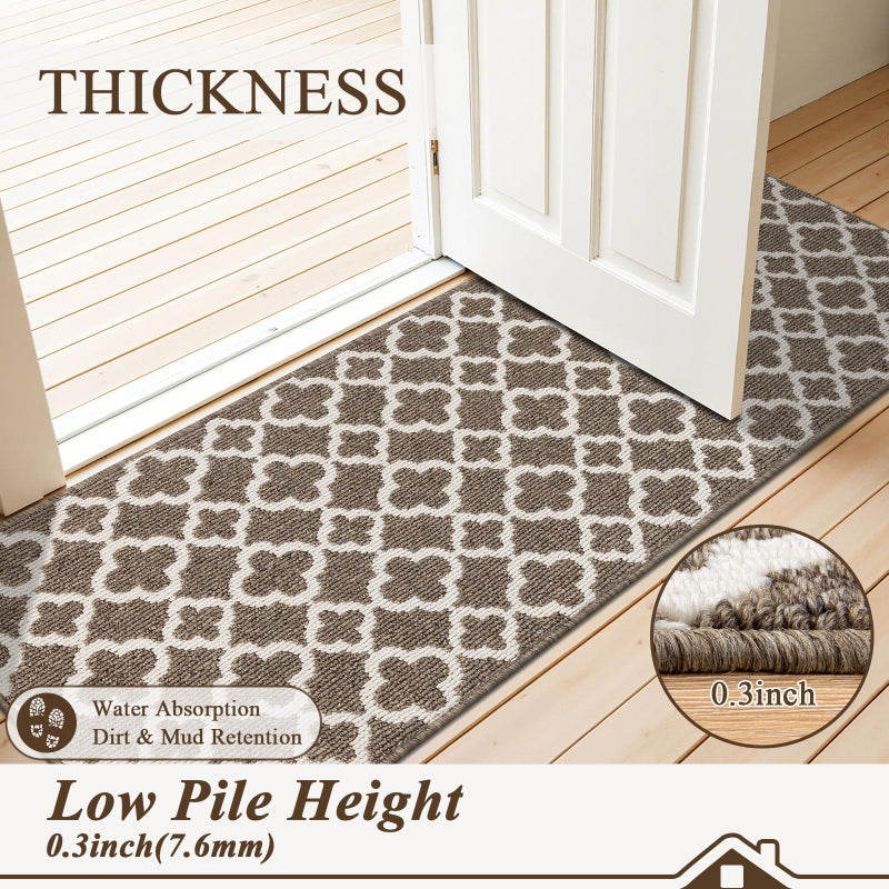 U'Artlines Runner Rug for Hallway 2Ã—6feet Non Slip Kitchen Floor Carpet Runners Brown Geometric Pattern Machine Washable Area Rug for Entryway Bathroom - Image 4