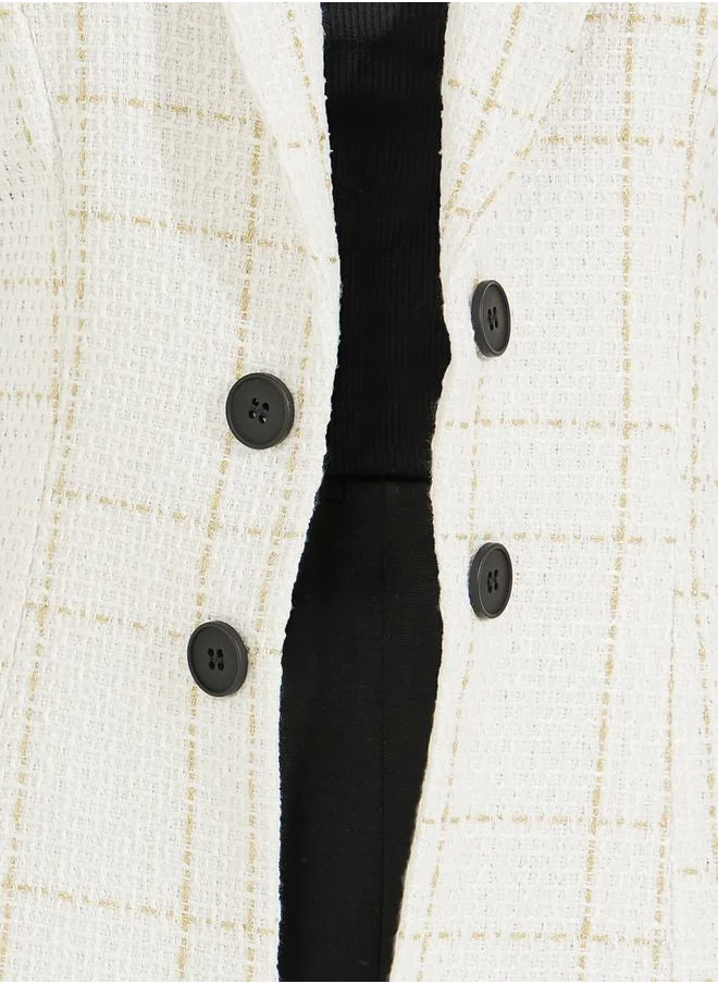 Styli Tweed Check Lapel Vest Jacket