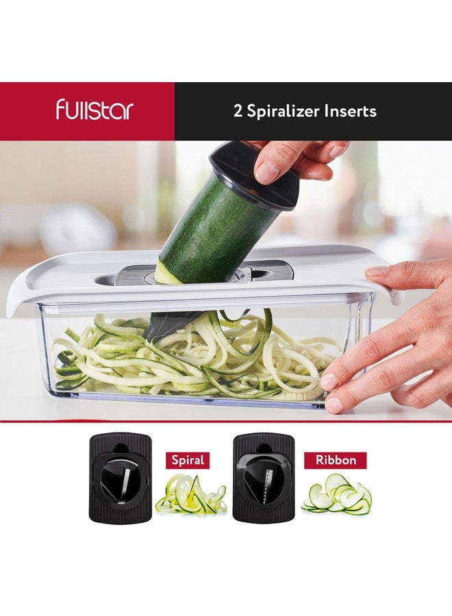 Fullstar Fullstar Mandoline Slicer for Kitchen, Fruit Cutter, Cheese Grater, Cucumber Slicer, Veggie Spiralizer, Food Cutter & Kitchen Gadgets with Safety Glove (9 in 1, White) - Image 4