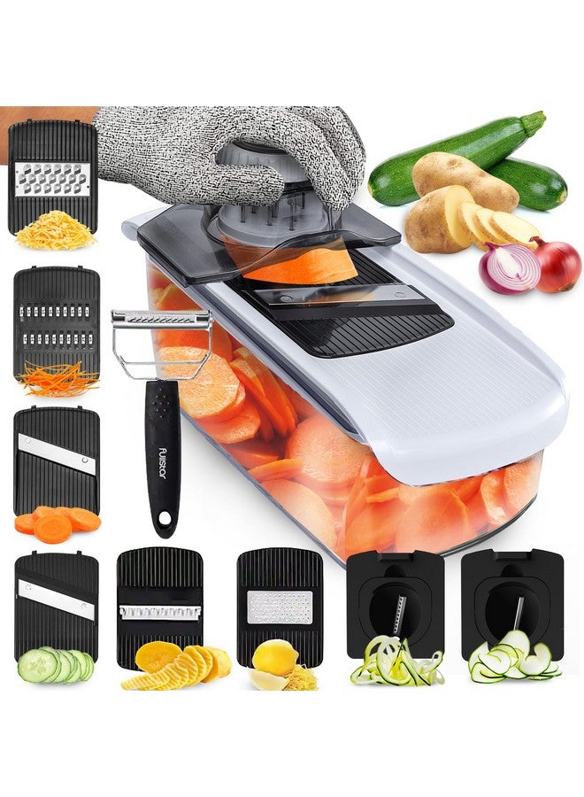 Fullstar Fullstar Mandoline Slicer for Kitchen, Fruit Cutter, Cheese Grater, Cucumber Slicer, Veggie Spiralizer, Food Cutter & Kitchen Gadgets with Safety Glove (9 in 1, White) - Image 1