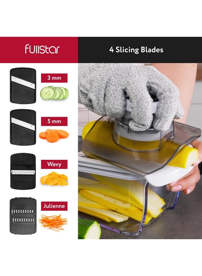 Fullstar Fullstar Mandoline Slicer for Kitchen, Fruit Cutter, Cheese Grater, Cucumber Slicer, Veggie Spiralizer, Food Cutter & Kitchen Gadgets with Safety Glove (9 in 1, White) - Image 2