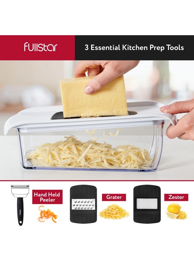 Fullstar Fullstar Mandoline Slicer for Kitchen, Fruit Cutter, Cheese Grater, Cucumber Slicer, Veggie Spiralizer, Food Cutter & Kitchen Gadgets with Safety Glove (9 in 1, White) - Image 5