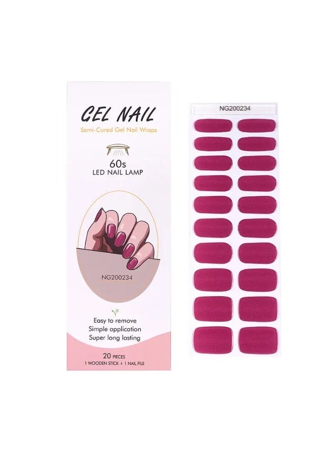 Semi-Cured Gel Nail Wraps – Salon Quality Manicure – Easy Apply & Remove – 20 Strips + File + Wooden Stick - Image 2