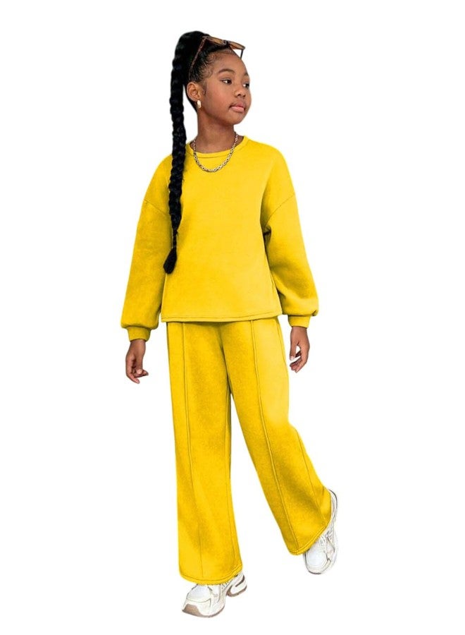 KOTTY Girl's Solid Shine Yellow Round Neck Winter set - KTTFKGIRLSWINTERSET10_3-4Years - Image 1