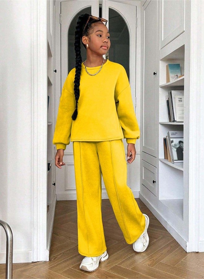 KOTTY Girl's Solid Shine Yellow Round Neck Winter set - KTTFKGIRLSWINTERSET10_3-4Years - Image 2