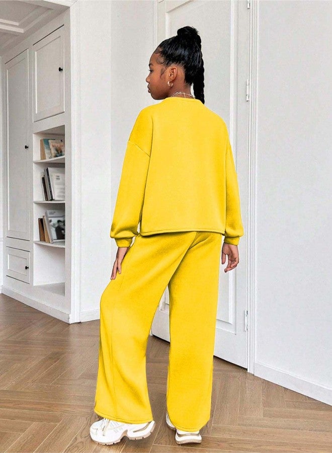 KOTTY Girl's Solid Shine Yellow Round Neck Winter set - KTTFKGIRLSWINTERSET10_3-4Years - Image 3