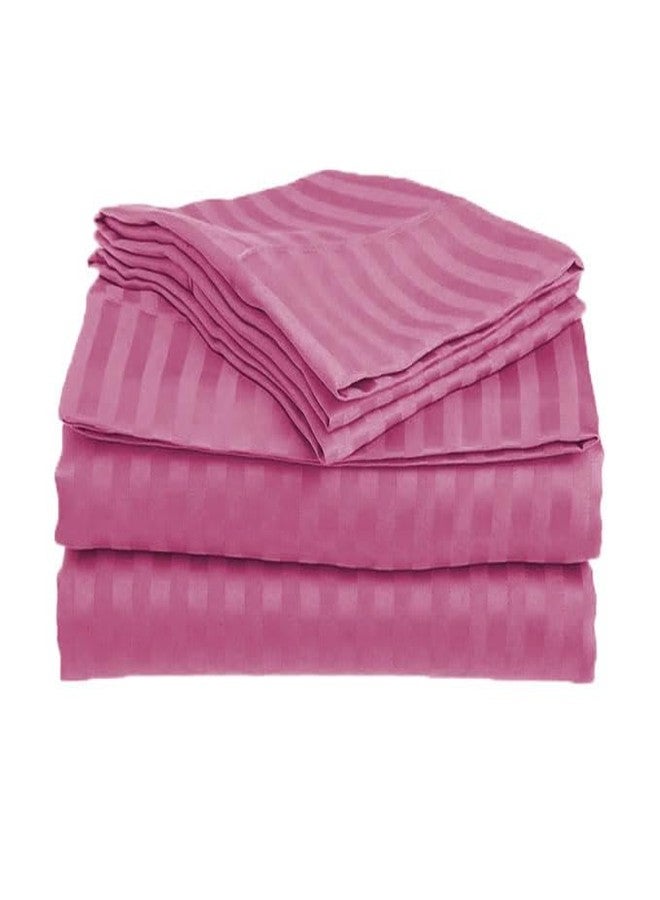 Evan Cotton Stripe/Lines Plain Supersoft Double Bed Bedsheet with 2 Pillow Cover- Bedsheet for Living Room, Bedsheet for Hotels, Bedsheet for 90X100-Pink - Image 3