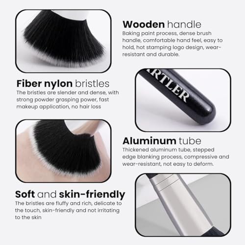 Dartler's Premium Foundation Brush for Liquid, Cream, Powder - Kabuki Flat Face Blending Brush - Soft Essential Makeup Tool for Women | Black, Pack -1 - Image 2