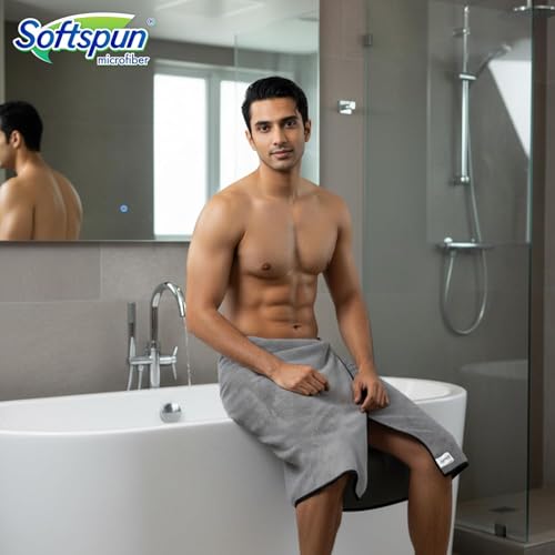 SOFTSPUN Microfiber Bath Towel 1pc Light Grey! Ultra Absorbent Super Soft & Comfortable Quick Drying for Men & Women Daily Use for Unisex. - Image 3