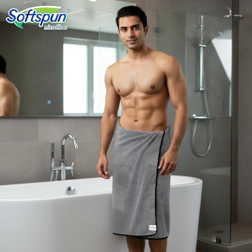SOFTSPUN Microfiber Bath Towel 1pc Light Grey! Ultra Absorbent Super Soft & Comfortable Quick Drying for Men & Women Daily Use for Unisex. - Image 5