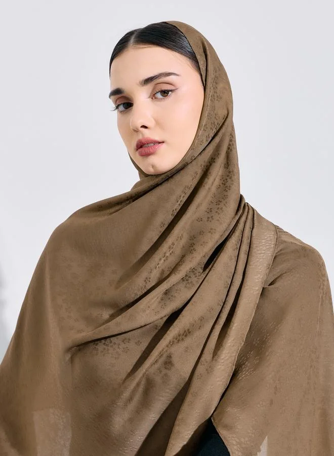 Amirah Brown Self Design Hijab 70x180 cm