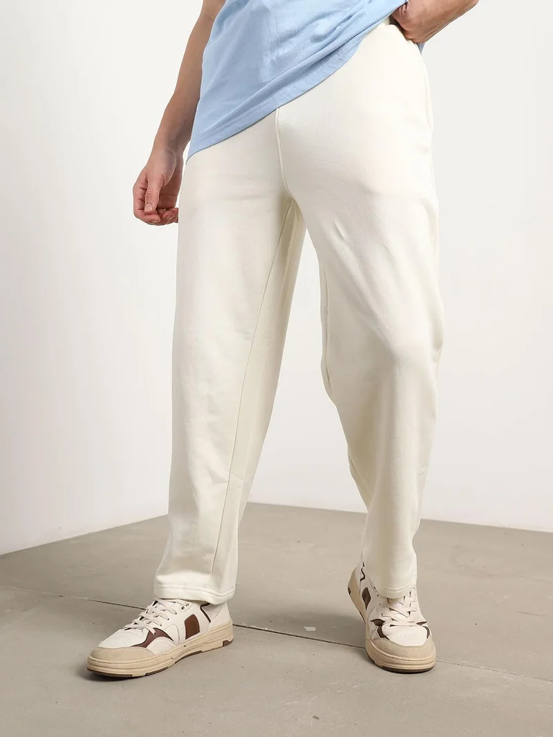 NOBERO  Men's Cream Straight Sweatpants for Men | Best Price UAE
