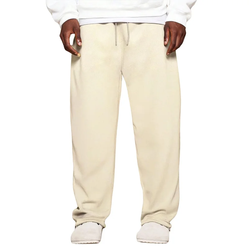 NOBERO Men's Cream Straight Sweatpants