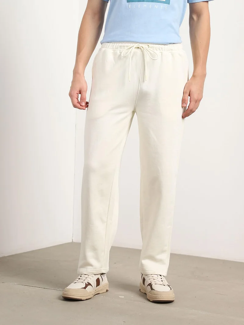 NOBERO  Men's Cream Straight Sweatpants for Men | Best Price UAE