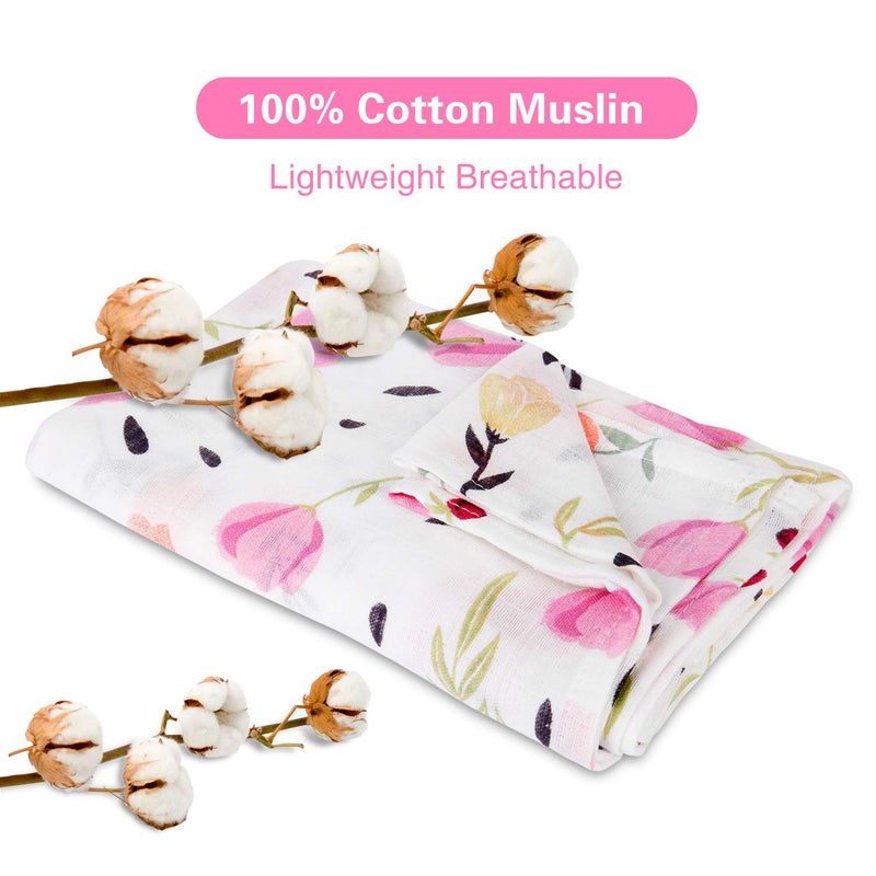 Metplus Muslin Baby Car Seat Canopy, Metplus Infant Carseat Cover - Extra Wide Universal Fit, Lightweight Breathable Soft for Babies Girls Shower Gift (Purple Flower) - Image 4