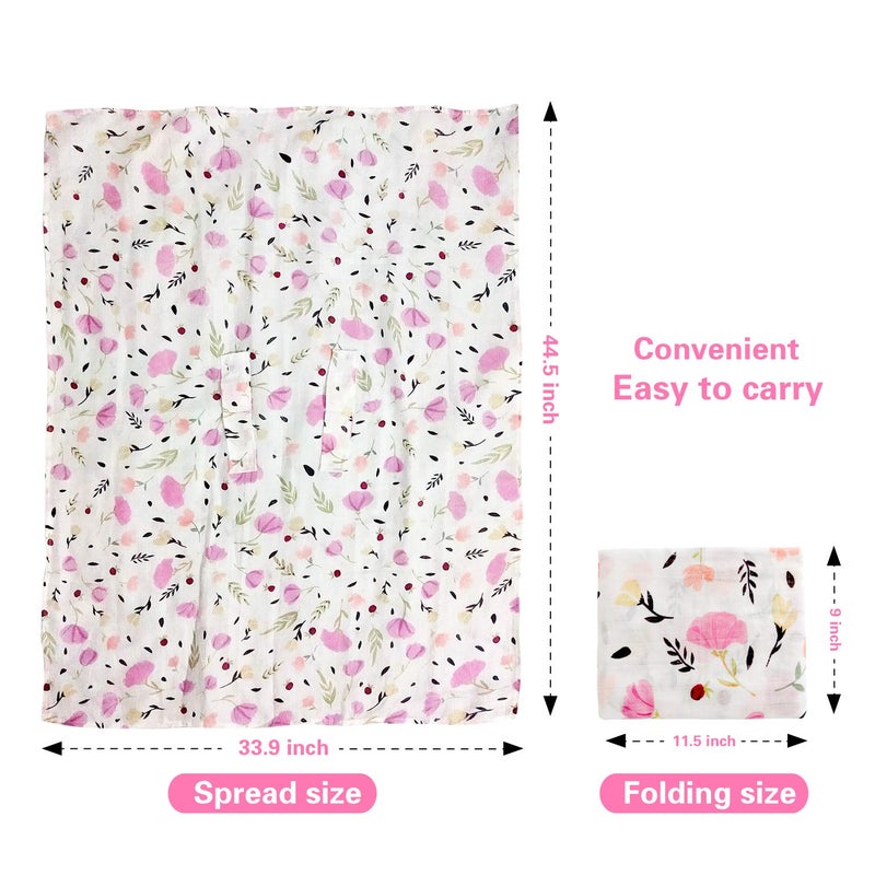 Metplus Muslin Baby Car Seat Canopy, Metplus Infant Carseat Cover - Extra Wide Universal Fit, Lightweight Breathable Soft for Babies Girls Shower Gift (Purple Flower) - Image 5