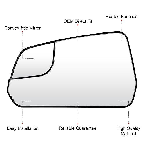 ILONPA Left Driver + Right Passenger Side Mirror Glass Replacement Compatible with Ford Mustang 2015 2016 2017 2018 2019 2020 Replace FR3Z17K707T FR3Z17K707Q - Image 4