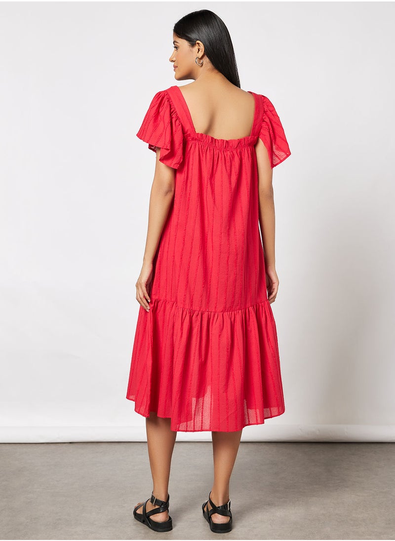 MANGO - Flared Sleeve Midi Dress - Image 1