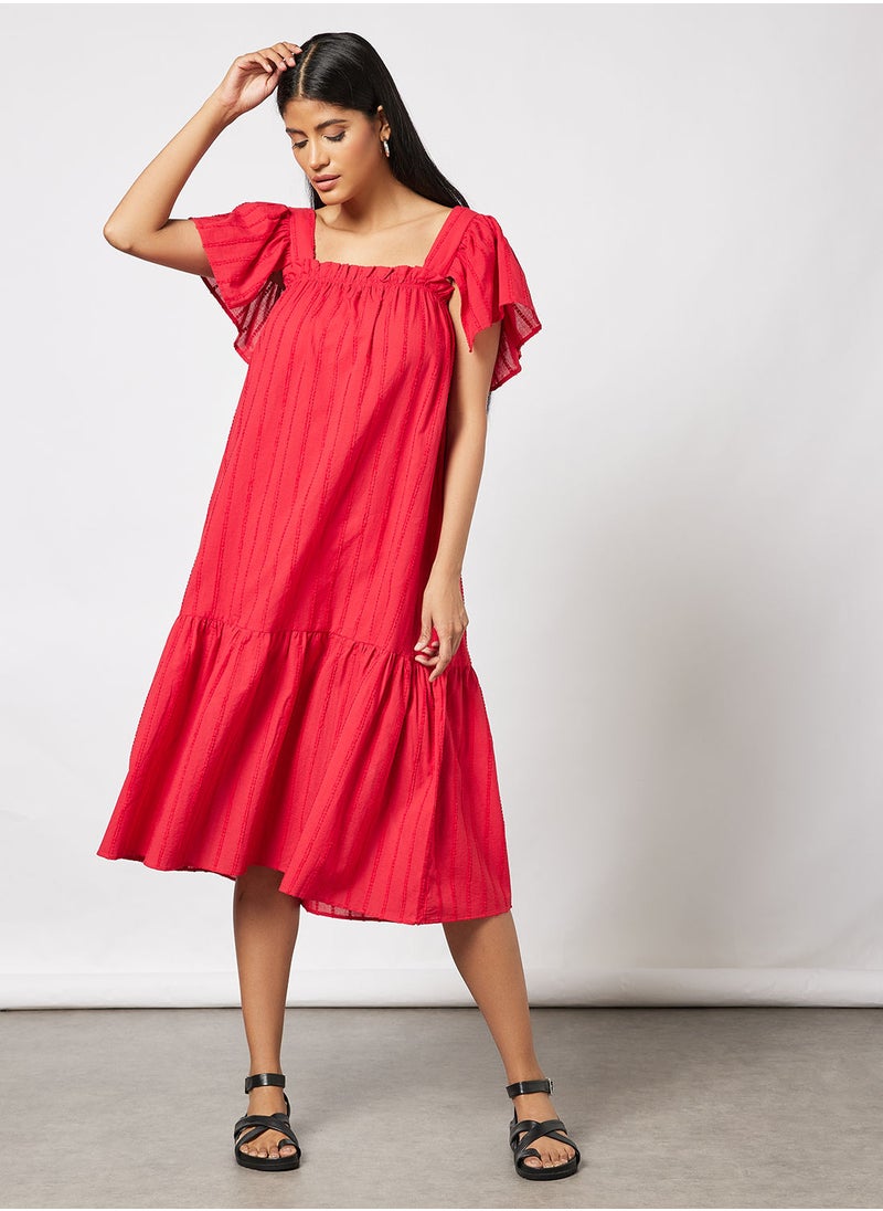 MANGO - Flared Sleeve Midi Dress - Image 1