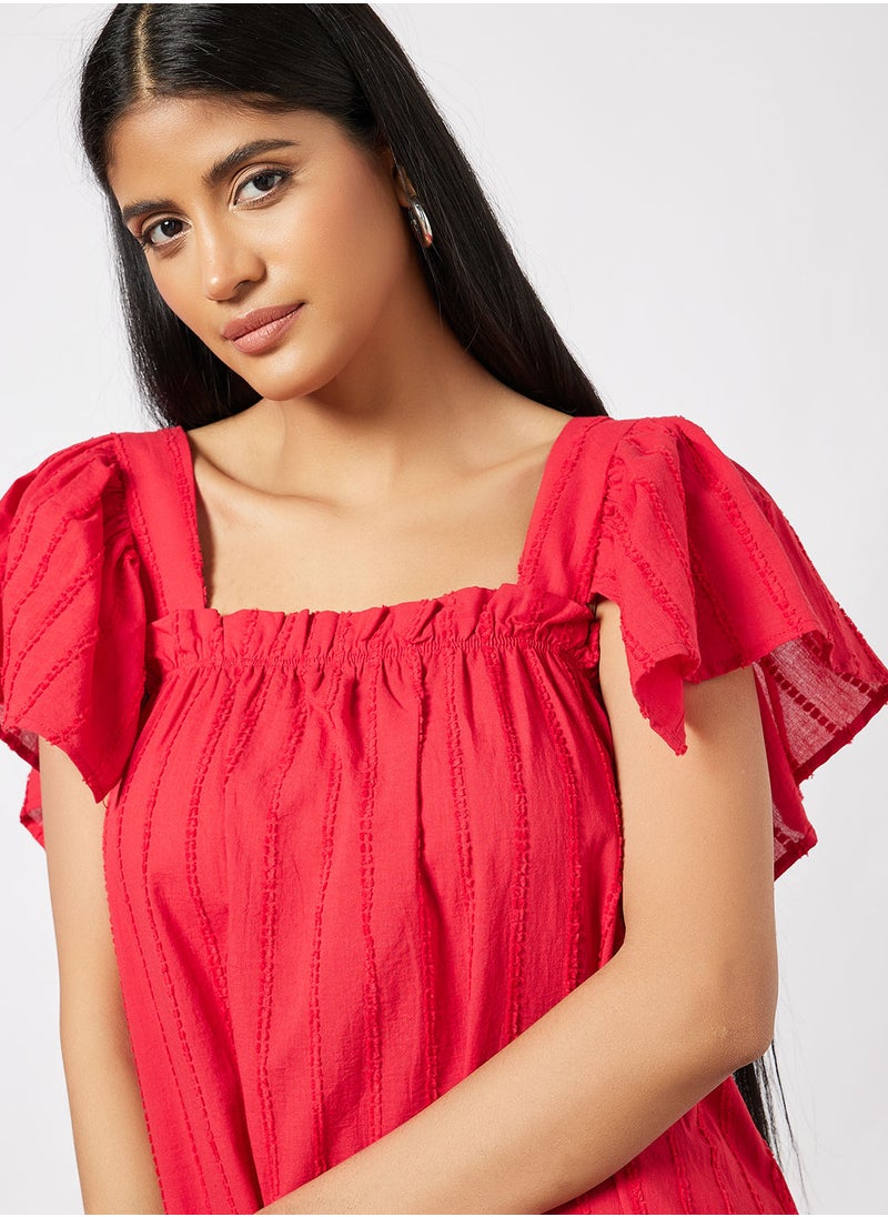 MANGO - Flared Sleeve Midi Dress - Image 1