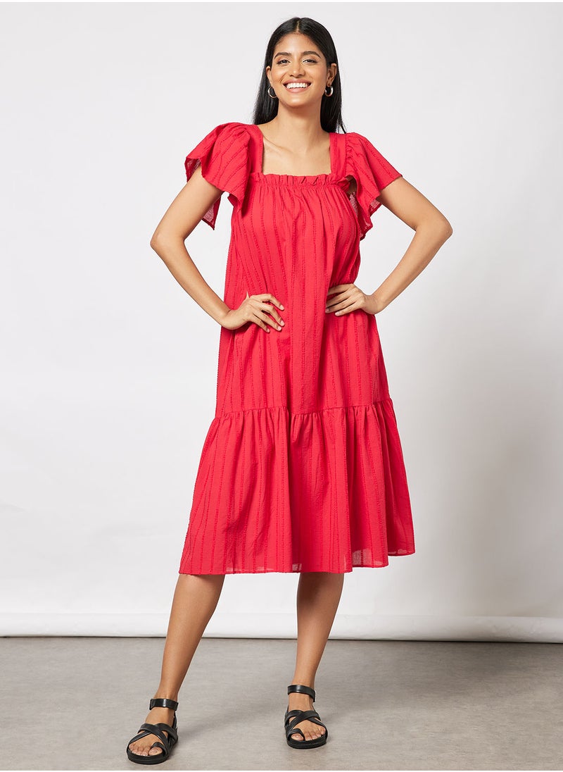 MANGO - Flared Sleeve Midi Dress - Image 1