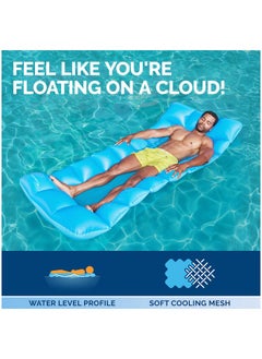 SwimWays Swimways Comfort Cloud Pool Lounger with Fast Inflation & Headrest Pillow, Oversized Inflatable Pool Floats for Adults, Blue  - Image 2