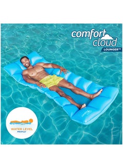 SwimWays Swimways Comfort Cloud Pool Lounger with Fast Inflation & Headrest Pillow, Oversized Inflatable Pool Floats for Adults, Blue  - Image 4