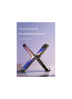 Case For Motorola Razr 5G Case Cover Extra Thinness Pc 9H Tempered Glass Phone Case Cover Shockproof Protective Case For Motorola Razr 5G Lake Blue