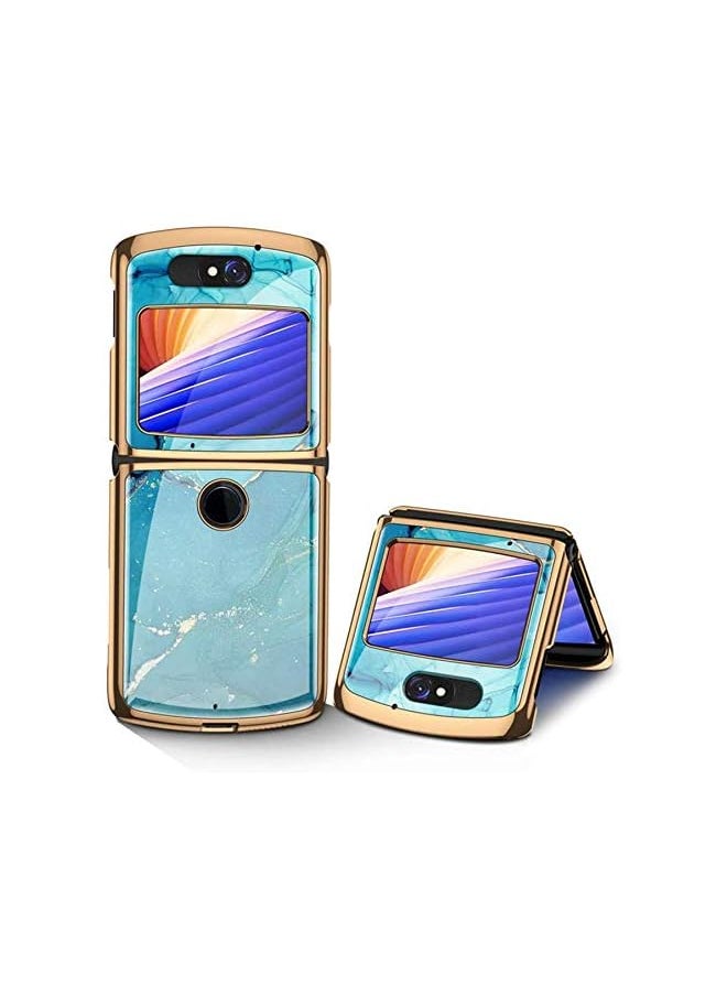 JAMIE - Case For Motorola Razr 5G Case Cover Extra Thinness Pc 9H Tempered Glass Phone Case Cover Shockproof Protective Case For Motorola Razr 5G Lake Blue - Image 1