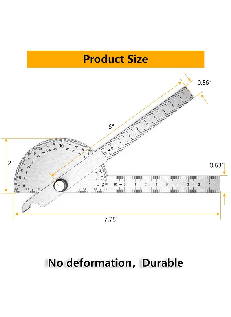 Generic - Stainless Steel Protractor, 180 Degrees Two Arm Ruler Adjustable Angle Protractor Woodworking Ruler Craftsman Angle Measure Tool - Image 1