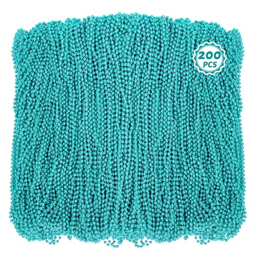 Huskein 200PCS Mardi Gras Beads 33 Mardi Gras Accessories Lakeblue Bead Necklaces Parade Party Beads Bulk Women Men Party Favors for Festival Event Pirate Baby Shower Birthday Supplies - Image 1