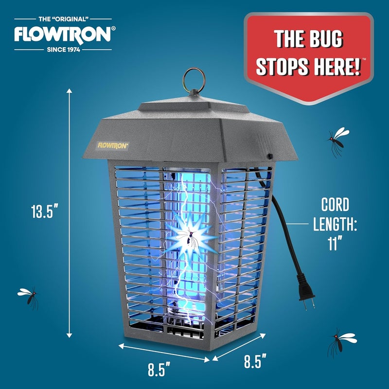 Flowtron Bug Zapper, 1 Acre of Outdoor Coverage with Powerful 40W Bulb & 5600V Instant Killing Grid, Electric Insect, Fly & Mosquito Zapper, Made in The USA - Grey Color - Image 5