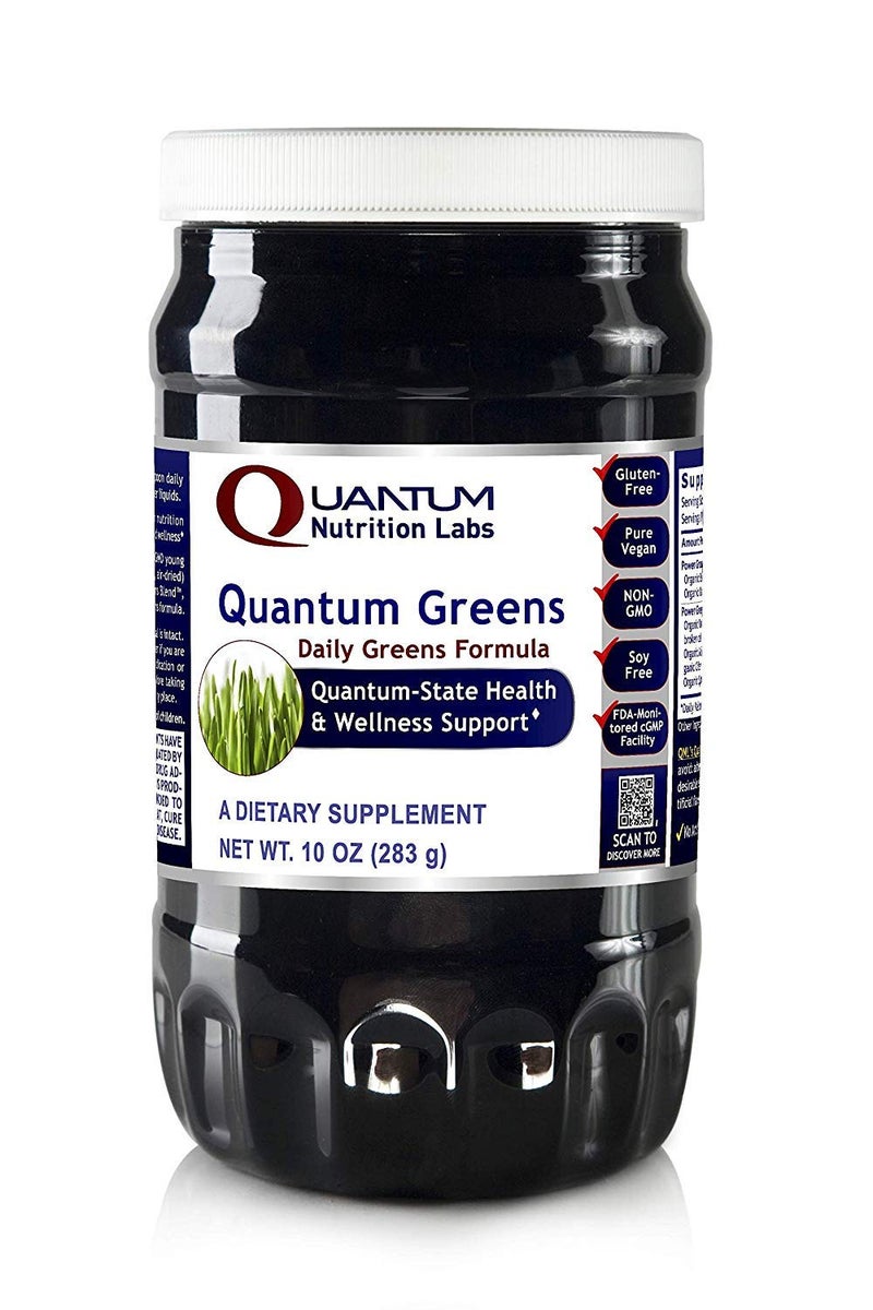 Quantum Nutrition Labs Quantum Organic Greens Super Greens Powder Greens Superfood Powder for Drinks Green Juice Nutrition Support Supergreens for Men Women Spinach Alfalfa Chlorella 10 oz