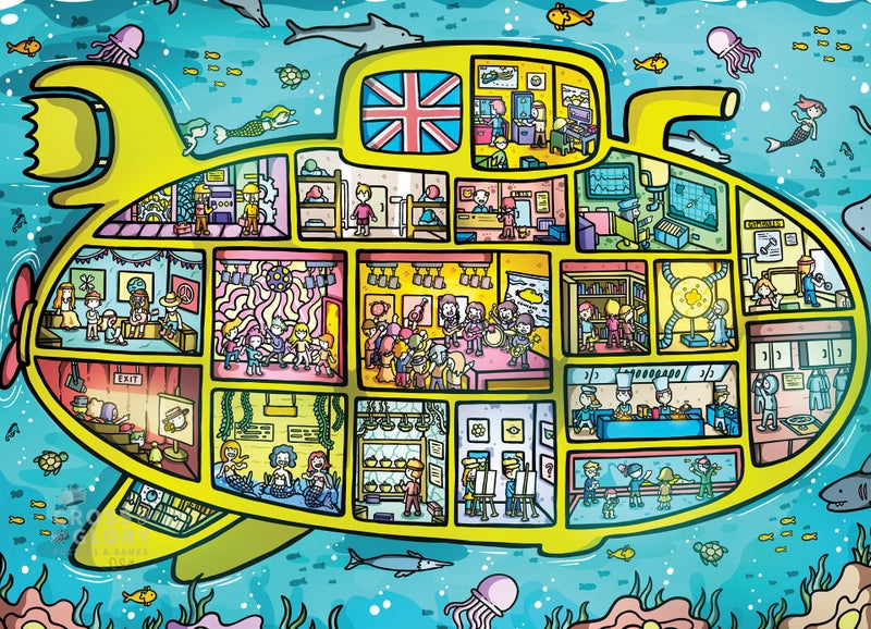 Cross & Glory Cross Glory Sea of Green Voyage British Invasion Beneath The Waves 1000 Piece Jigsaw Puzzle for Adults Kids 12 Fun 60s Themed Underwater Adventure - Image 3
