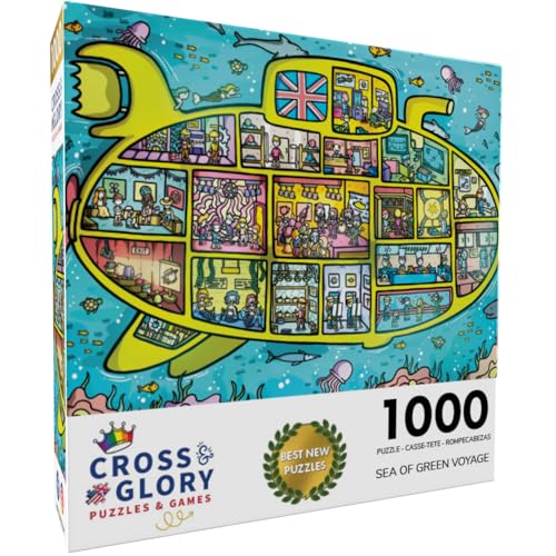 Cross & Glory Cross Glory Sea of Green Voyage British Invasion Beneath The Waves 1000 Piece Jigsaw Puzzle for Adults Kids 12 Fun 60s Themed Underwater Adventure - Image 5