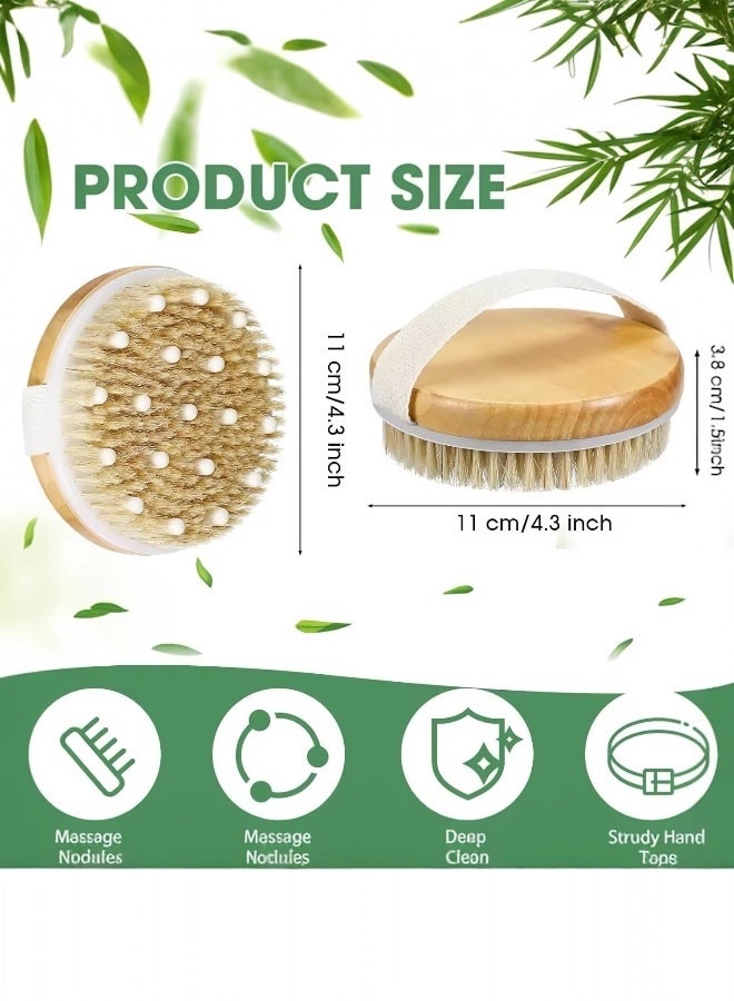 Glowudz Glowudz Exfoliating wooden round bath body brush soft sturdy bristles stimulating circulation with canvas strap  - Image 3