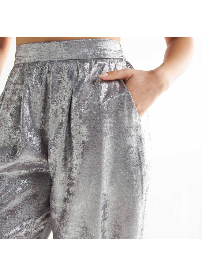 Splash FAV Textured Wide Leg Pants with Semi-Elasticated Waistband and Pockets  - Image 4