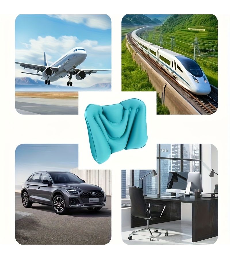 Portable Inflatable Lumbar Pillow for Travel Camping Office Car Airplane Compact Design with Durable Fabric Cover Grey - Image 5